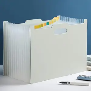 A4 Foldable Multi-Layer File Organizer, Thick Plastic Accordion Design, Zippered Compartments, Standing Desk Exam Folder, Large Capacity Office Supplies Storage Bag
