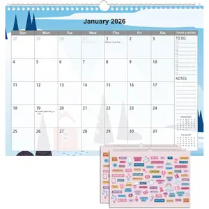 Calendar 2025-2026, Wall Calendar From July. 2025 - Dec. 2026, 18 Months Large Calendar 14.5" x 11" with Stickers, Spiral Bound,  Hook,  for Planning Your  School Office Time