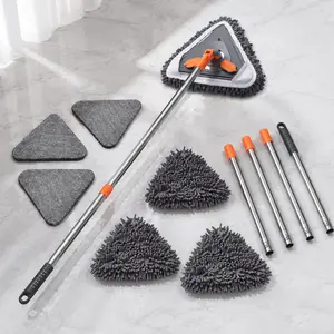 Must-Have 360 °   Triangle Mop Reach High Places Easily! 2m Long Handle Wall & Floor Cleaner