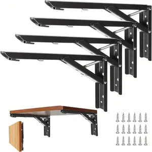 Stainless Steel Foldable Shelf Bracket, Space Saving DIY Rack for Bench Table, 2pcs Folding Shelving Support