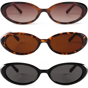 Small 90s Sunglasses for Women Men Retro Oval Tinted Glasses