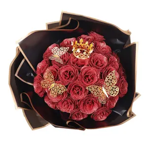 DIY Glitter Roses: Artificial Bouquet of Shiny Blue, Red, Pink, and Purple Faux ,  for Mothers Day , Anniversary, Weddings - 25 Roses (Bright Red)