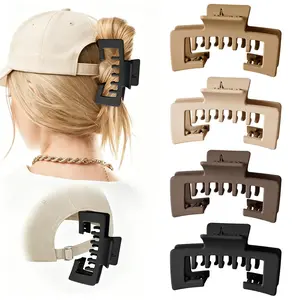 4 PCS Hat-Friendly Claw Clips for Baseball Caps, Strong Non-Slip Square Hair Clips, Mixed Colors, Hair Accessories for Thick And Fine Hair, Women’s Hat Hairstyles And Gifts