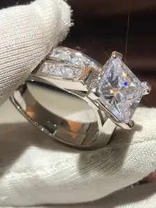 2PC/Set Fashion Cubic Zirconia Ring For Women For Valentine's Day Gift Wedding Anniversary Party Jewelry Solitaire Stackable Rings Elegant Glittering Ring