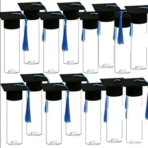 15set Graduation Candy Containers, Plastic Grad Cap Jars with Tassels Stickers, DIY School Party Decorations, Class of 2026 Gifts