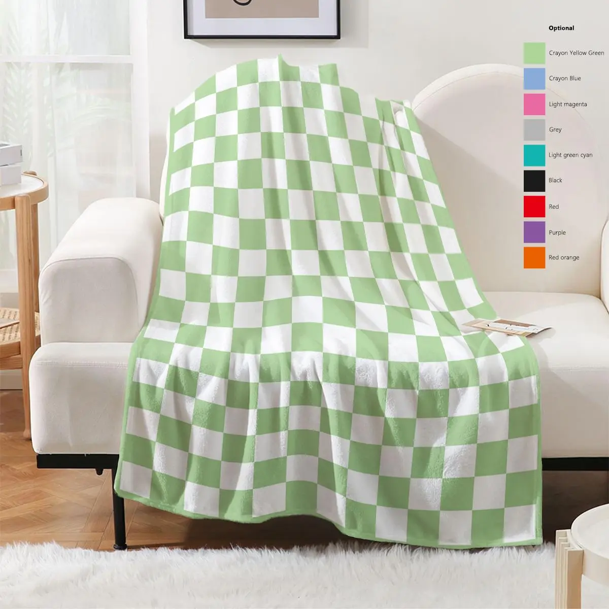 Checkerboard Pattern Blanket, 1 Count Reversible Plush Cozy Throw Blanket, Soft Comfortable Warm Napping Blanket for Home Office Travel