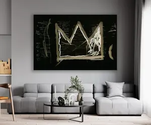 Crown 1983 Wall Art, Jean Michael Basquiat, Huge Canvas Home Decor, Basquiat's Crown Canvas, Crown 1983 Wall Art, Crown by Basquiat