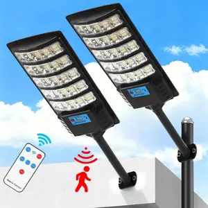 2 Pack Solar Street Light with Motion Sensor & Remote Control, Wide Angle Floodlight for Yard, Garden，Efficient Solar Charging, Security Lighting | Rectangular Outdoor Light | Solarpowered Light, Solar Outdoor Lights