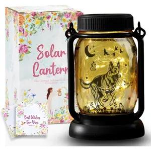 InnoBeta Solar Lanterns Gifts, 3-in-1 Solar Lights Outdoor Decor Lanterns with Stake for Yard Lawn Garden Decor - German Shepherd Gifts