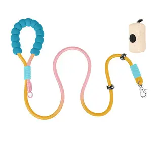 Dog Leash with Comfortable Padded Handle and Waste Bag Dispenser for Small Medium and Large Dogs Multifunctional Dog Walking Leash