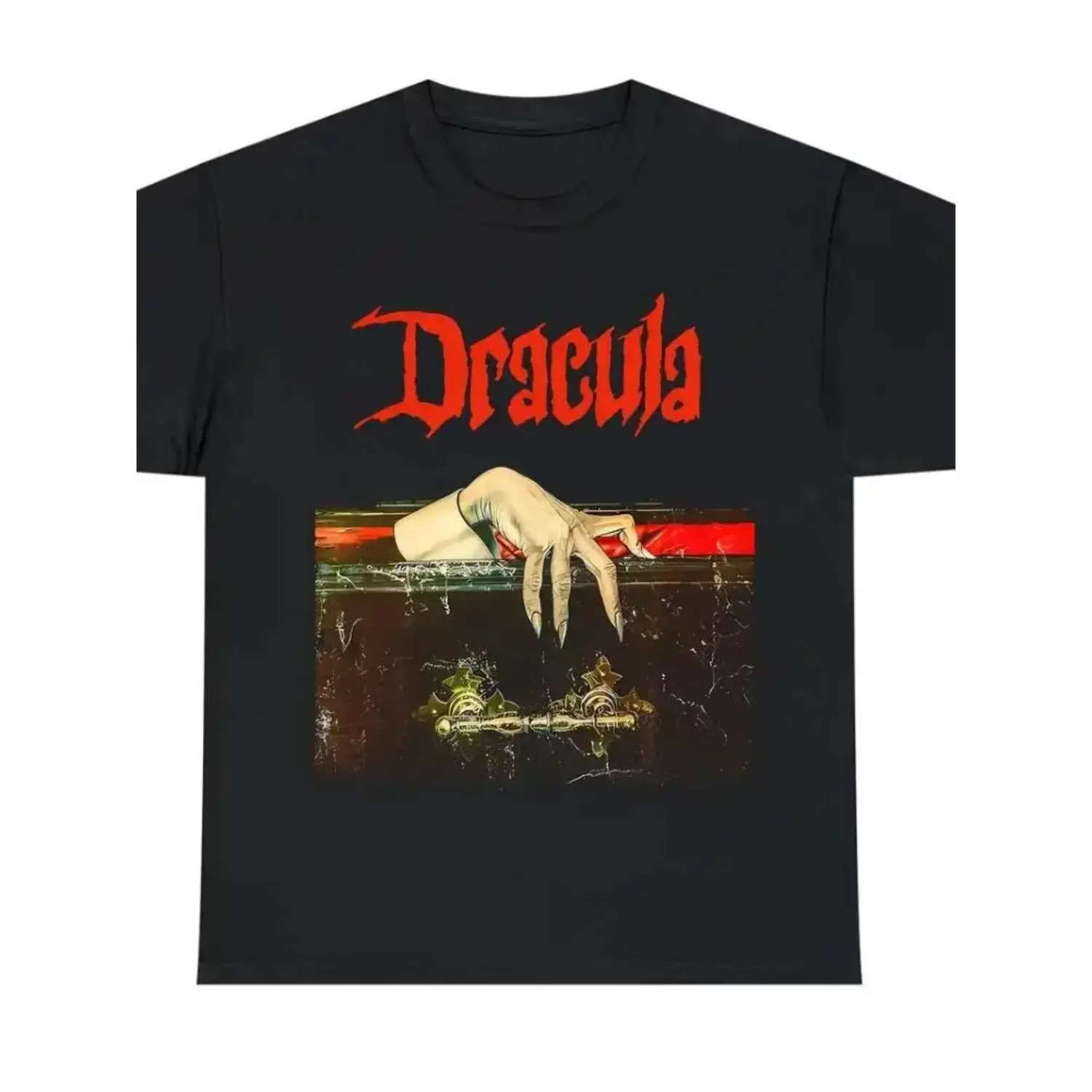 Women's Gothic Dracula Short-Sleeve Crew Neck Top, Vintage Horror Graphic Print, Lightweight Soft Cotton Blend, Relaxed Fit All-Seasons Casual Streetwear, Shortsleeve