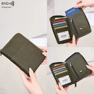 2026 New RFID Blocking Anti-Theft Unisex Travel Zipper Passport Clip European American Retro Multifunctional Passport Bag
