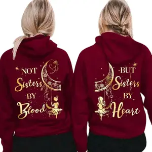 Matching Best Friend Hoodies For 2 Not Sisters By Blood But Sisters By Heart Gold Couples Outfits  for Women Unisex, Perfect Gift Anniversary Clothes
