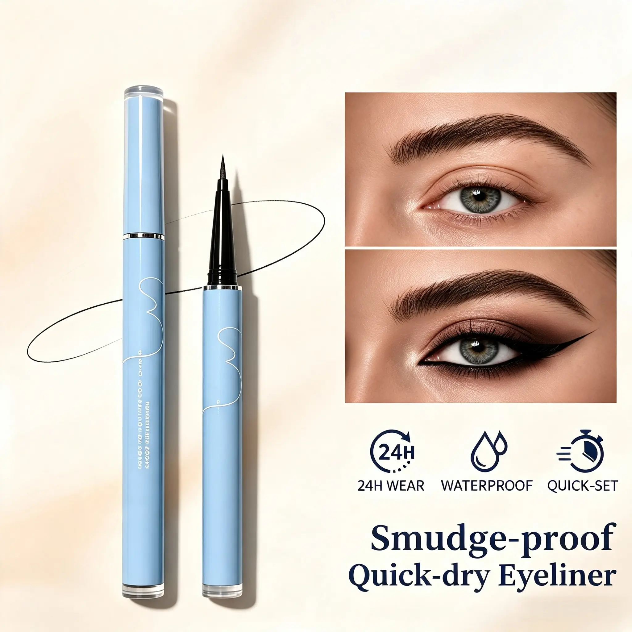 Waterproof Micro-Fork Eyebrow Pencil, Long-Lasting Brow Pen for Natural Hair-Like Strokes, Smudge-Proof Makeup Tool for Daily Use & Soft Glam