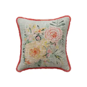 Floral Embroidered Pillow