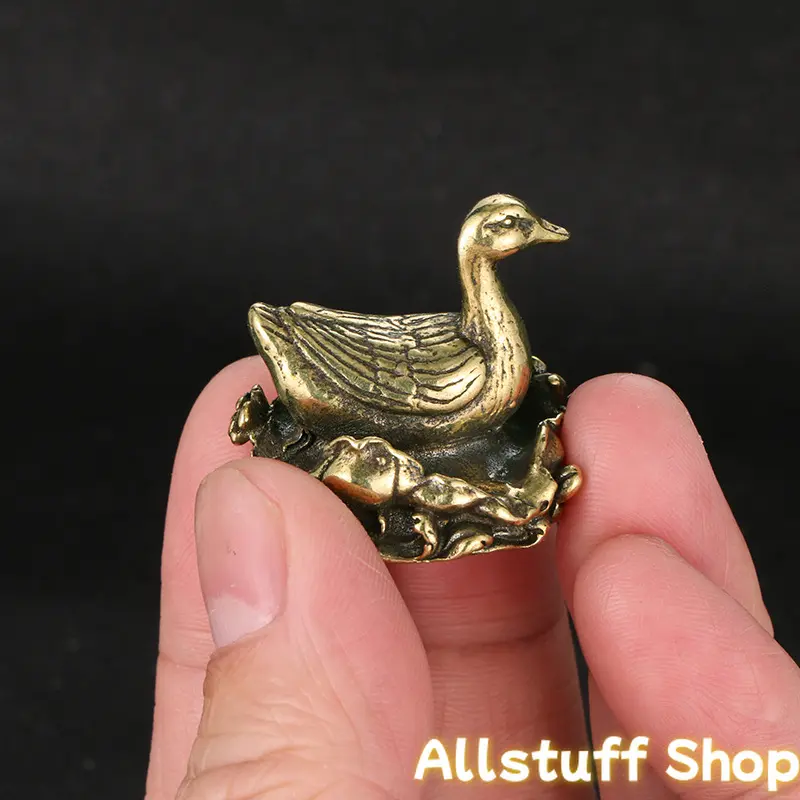 Brass Duck Figurine - Collectible, Animal Decorative, Bird - Cute Home Decor with Picture, Christmas Gift for Colleagues, DIY Bag Accessory, Collectible Figurines, Duck Figurines