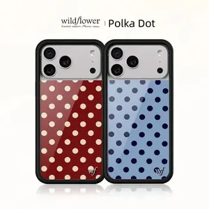 Wildflower 3D Polka Dots Phone Case for iPhone 16 15 14 13 12 17 Pro Max Plus Air 17proMax Blue Red Wave point WF Cover Coque Shockproof Casing screen protector Anti-fall smartphone protective cover