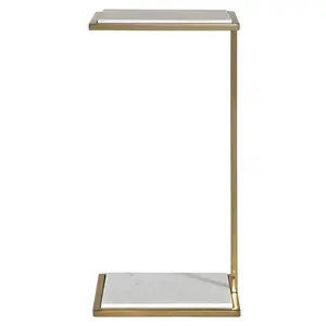 Elevate Drink Table with Honed White Marble Top & Base - Furniture - Tables & Desks
