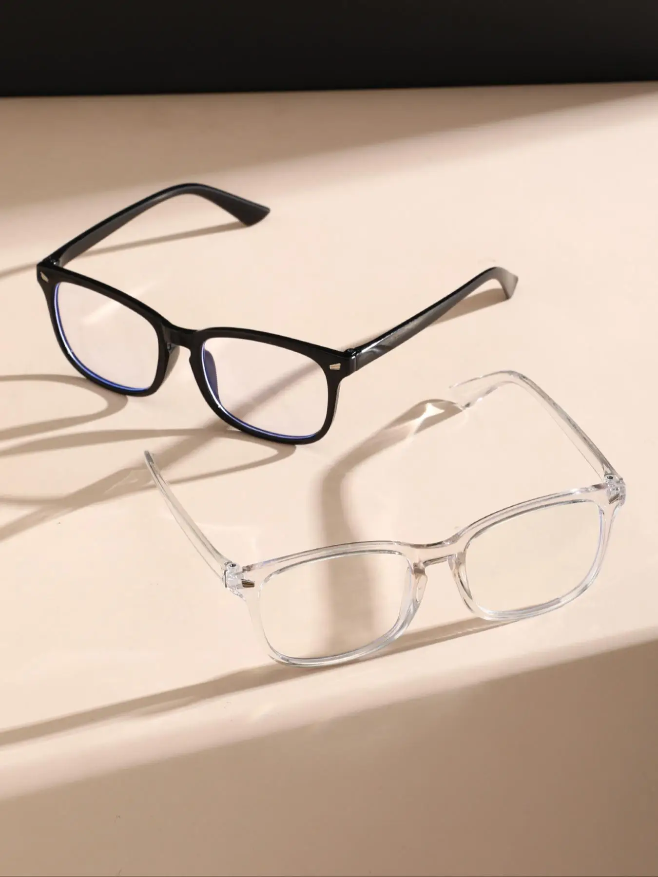 Simple Eyeglasses for Everyday Use (2 Pairs), Basic Square Frame Fashion Eyeglasses for Women & Men, Fashion Eyeglasses for Work, Daily Decor, Perfect