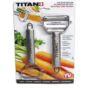 Stainless Steel Blade Vegetable Peeler Julienne Tool with Garnishing Feature-Slicer Shredder Cutter For Kitchen,Home