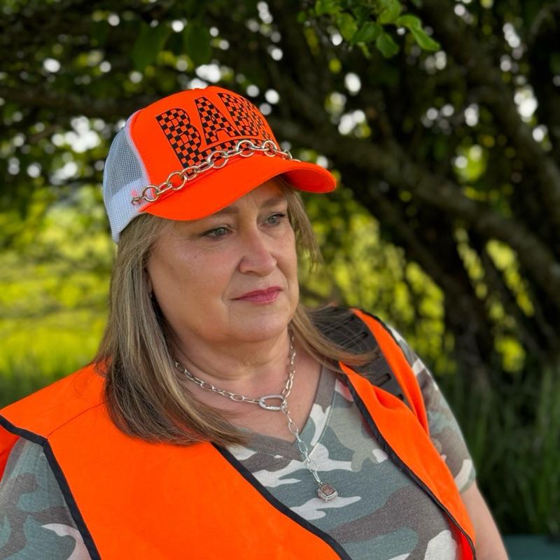 Babe Trucker Hat Mesh Foam Cap for Men and Women Snapback Adjustable Baseball Cap with Breathable Mesh Back Neon Orange and White Casual Style