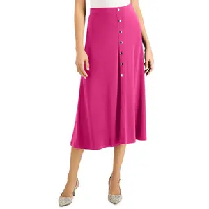 Solid Button-Front Midi Skirt, Created for Macy's
