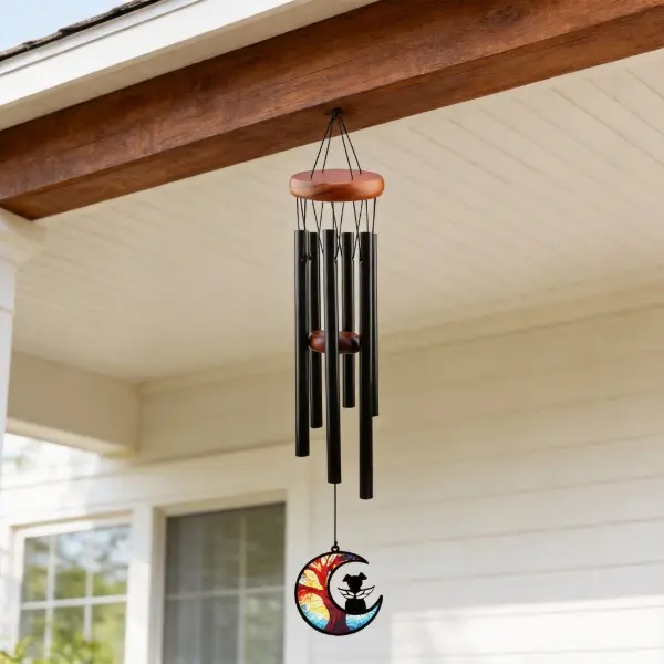 26-Inch Pet Memorial Wind Chime with Paw Print Suncatcher, Personalized Heart Tag, Sympathy Gift for Loss of Dog or Cat
