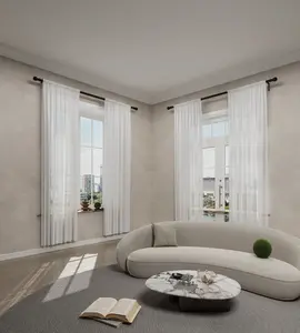 4-piece set of thin linen curtains, light-transmitting but non-permeable gauze curtains, suitable for living rooms, bedrooms, semi-transparent curtains with pole pockets, and white gauze filters for farmhouses and rural areas