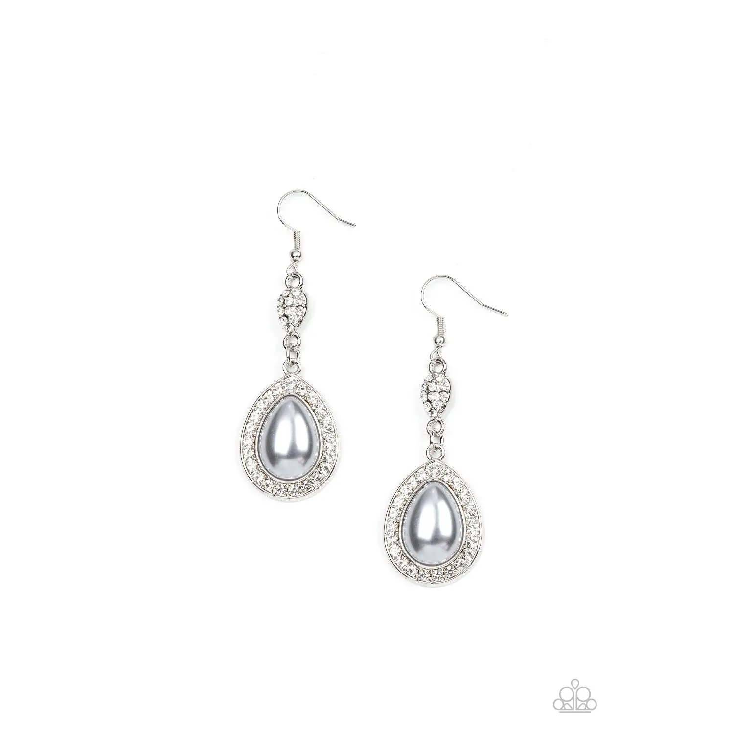 Elite Elegance - Silver Pearl Rhinestone Earrings - Paparazzi