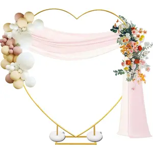 7FT Metal Heart Arch Heart Shaped Backdrop Stand Wedding Arch for Proposal Ceremony Valentine's Day Birthday Party  Shower Banquet Photo Decoration ()
