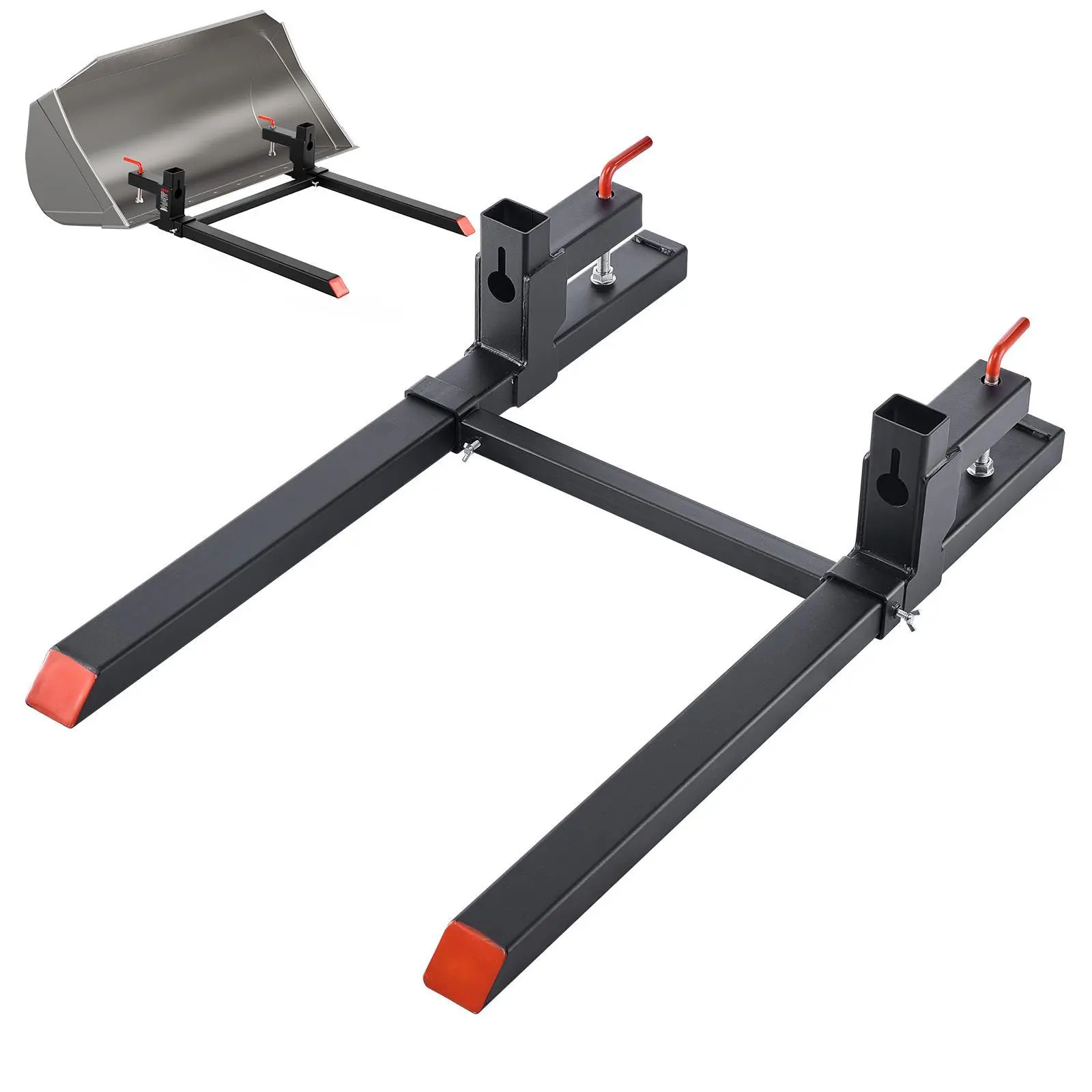【SummerFinds】VEVOR Pallet Forks, 2000 lbs Clamp on Pallet Forks, 43-Inch Total Length Heavy-Duty Tractor Fork with Adjustable Stabilizer Bar for Tractor Attachments, Loader Bucket, and Skid Steer, Black