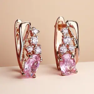 Light luxury and high-end feel, inlaid egg-shaped zirconia elegant earrings DDES0861, niche design women's ear cuffs and accessories