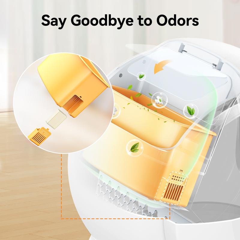 MeoWant SC02 75L Large Self-Cleaning Cat Litter Box with APP Control, Odor Removal, Anti-Pinch Design, and Easy Installation for Multiple Cats