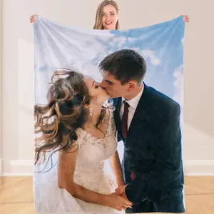 Custom Photo Throw Blanket Customized Pictures Blanket Personalized Soft Fleece Blanket for Family Wedding Birthday Christmas Valentines Day Gifts for Women Him Her