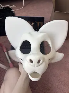 Happy Canine Fursuit Head WITH EARS & EYES - 3D Printed