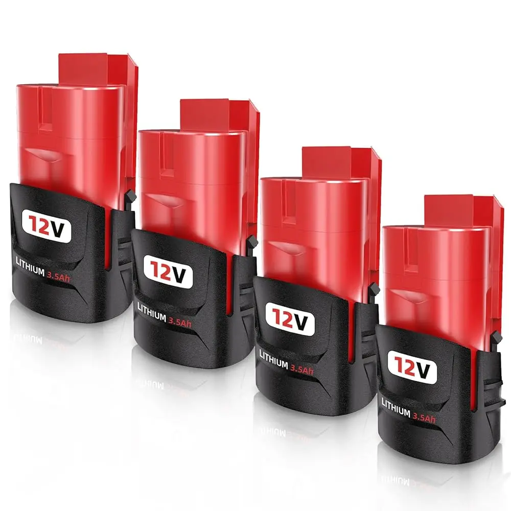 Replacement for Milwaukee M12 12V Battery, 3.5Ah Li-ion, Compatible with M12 Cordless Drills and Power Tools