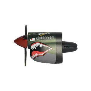 Fighter Airplane Car Air Freshener with Spinning Propeller, Dashboard Ornament, Shark Tooth Design, Vent Clip Mount, Aviation Theme, Aircraft Dashboard Ornament for Auto Interior Decor Gift