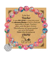 Valentine's Day Gift for Teachers, Unique Apple Design Bracelet with Thank You Blessing Card, Ideal Graduation & Appreciation Present
