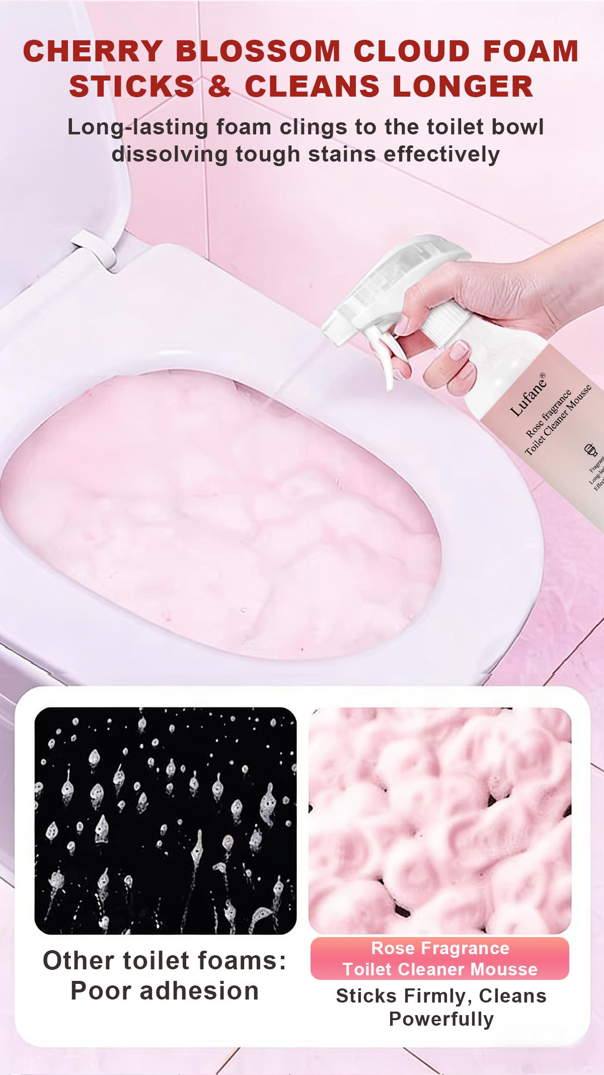 [mothersdaygift]  Bathroom Cleaning Foam Spray (10.58 oz) — Long-Lasting Rose Scent; Removes Hard Water Stains, Toilet Grime, and Soap Scum from Various Surfaces