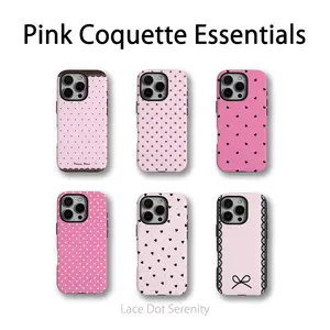 Hot Pink White Polka Dots Case - Retro Dotted Design | Military-grade shockproof protection, Compatible with iPhone 17 16 15 14 13 12 11 X Plus/Air/Pro Max/Pro & Samsung Galaxy Series, Tough premium Phone Case