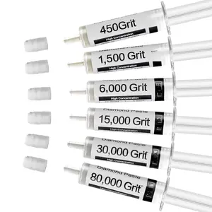 Polishing Compound Kit of 6 Polishing Lapping Paste 80,000 to 450 Grit for Glass Watch Marble Metal  Rock  Etc. with High Concentration of   Scratch Remover Repair