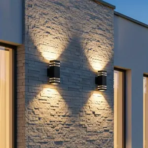 Outdoor Double-Head Wall Light with Up and Down Lighting, Garden Corridor Porch LED E27 Socket Design for Front Door Illumination