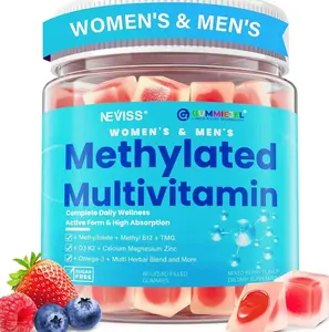 Methylated Multivitamin for Women & Men Gummies w/ Omega-3, Calcium, D3 K2, Methylfolate & B12, TMG, Daily Vitamin A, C, E, B Complex, Magnesium, CoQ10, Probiotic for Overall Health- Vegan, Sugar Free
