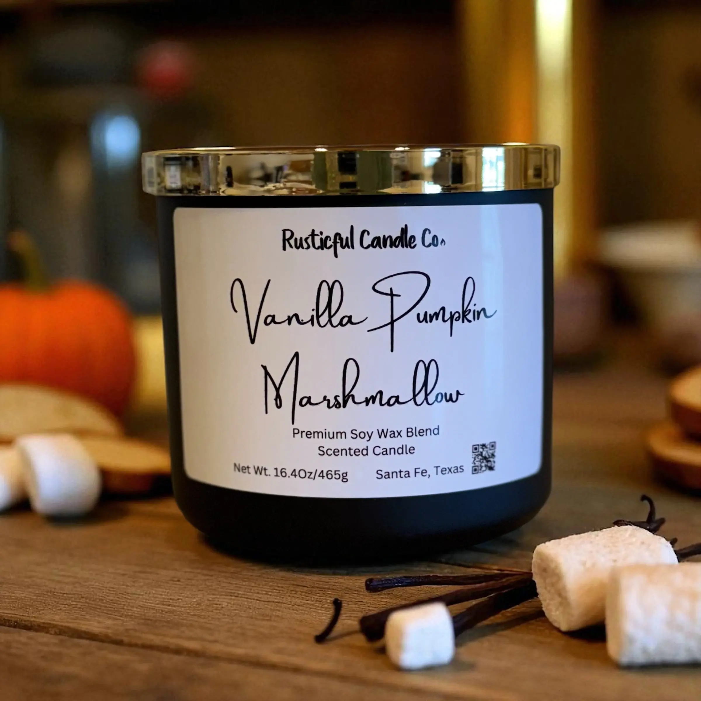 Vanilla Pumpkin Marshmallow 3 Wick Scented Candle