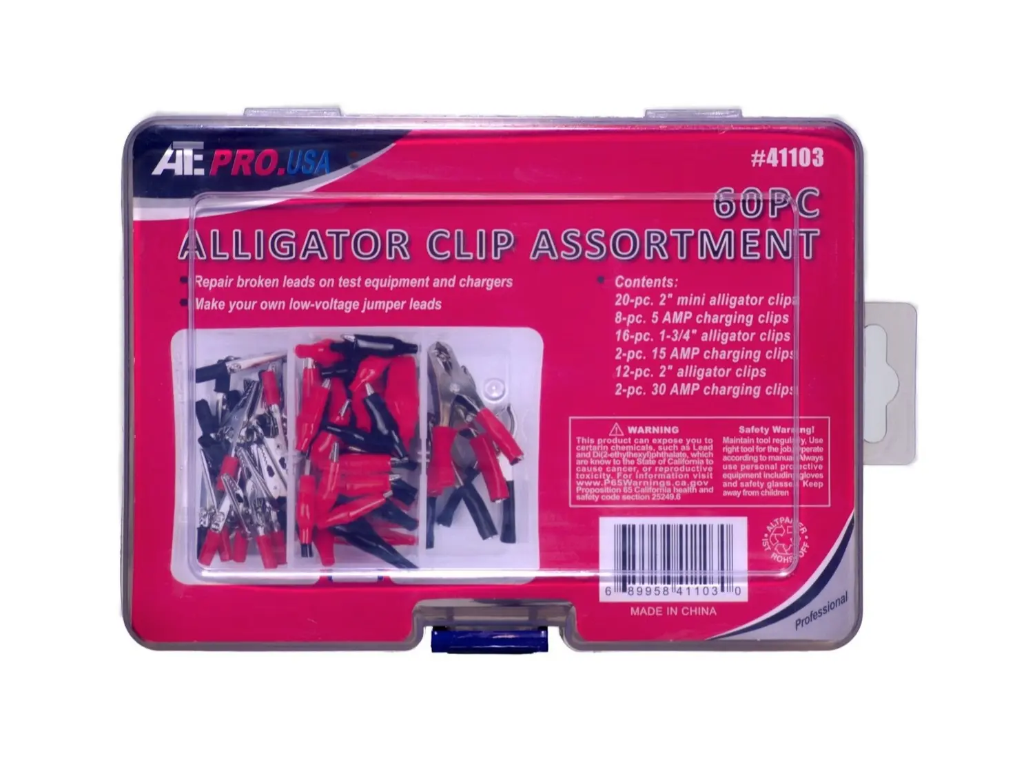 ATE PRO.USA 60pc Alligator Clip Assortment Tool Kit for Test Equipment, 44103