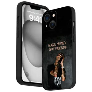 Straight Edge Make Money Not Friends Pattern Phone Case for iPhone 16 15 14 Pro Max 13 12 11 XR XS Plus Shockproof Full Camera Protection Durable slim Silicone Cover