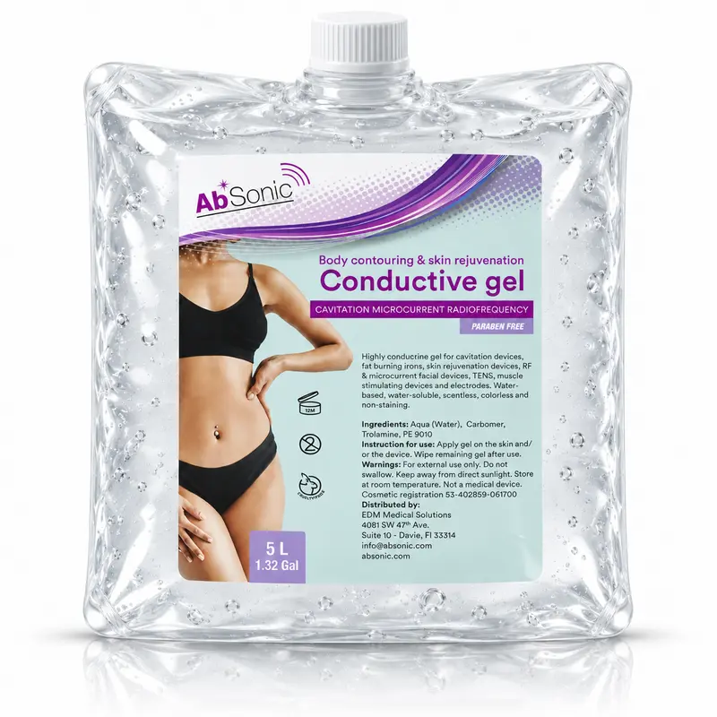 Absonic Conductive Gel for Cavitation Machine, Gel for Baby Doppler - Clear Ultrasonic Gel for Body Sculpting, Microcurrent, Water-Based - 5 L Pack