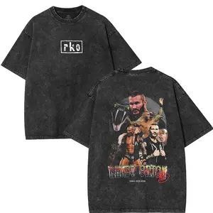 Retro Limited "RKO Randyy Orton" TShirt, Graphic Tee Shirts, Wrestling Double Printed Oversized Cotton Washed Tee, Gifts For Him