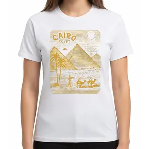 Vintage Cairo Egypt T-Shirt, Unisex Egyptian Pyramid and Sphinx Graphic Tee, Retro Desert Theme Travel Souvenir Short Sleeve Apparel for Men and Women, Aesthetic Funny Vacation Gift Fashion Top, Viral Trendy Streetwear Shirt