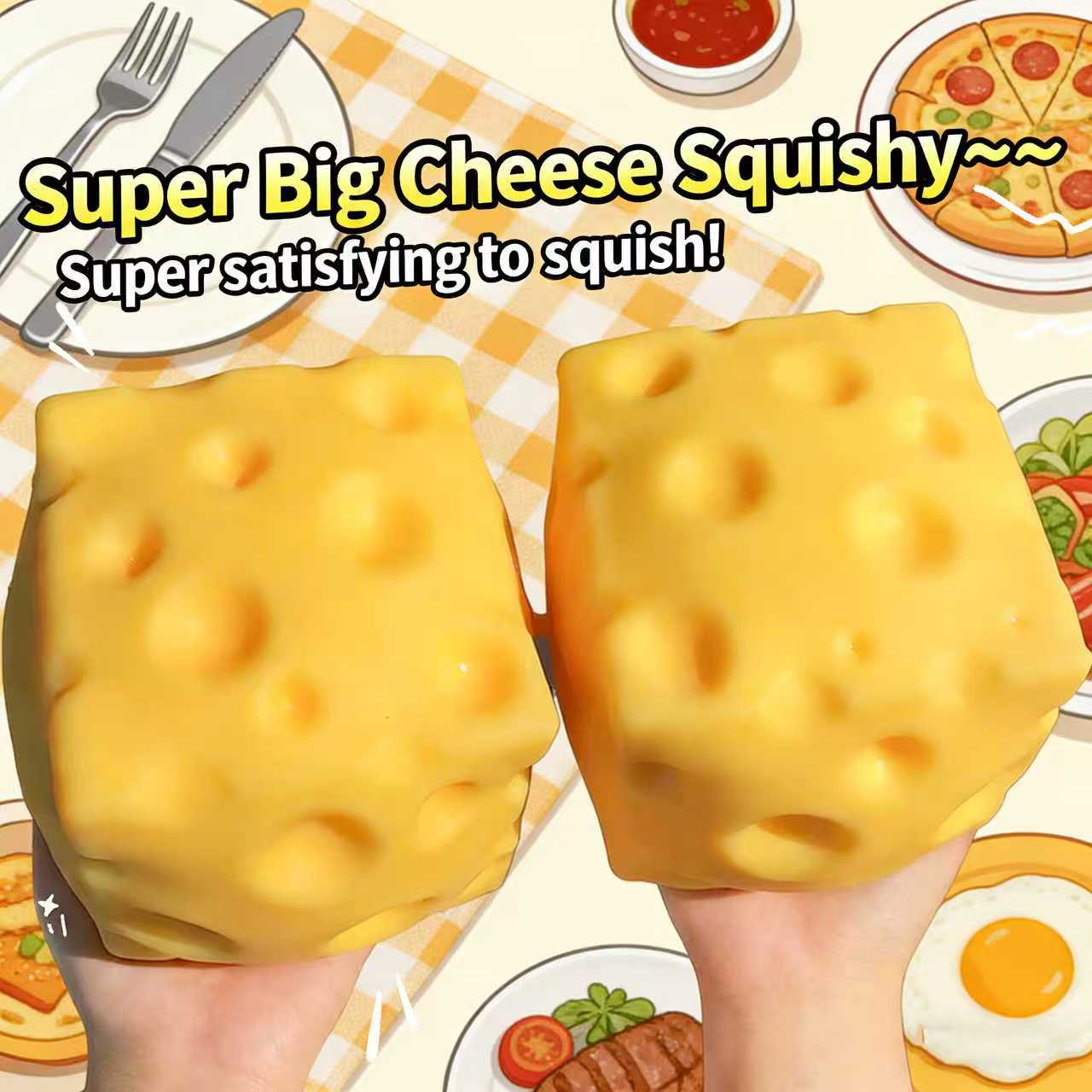 New Square Cheese Fidget Toy, Ultra Soft Slow Rising Sensory Toy, Cute Stress Relief Squishy for Young Adults, Trendy Decompression Gift Idea